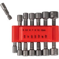 14-Piece Power Nut Driver Set for Impact Drill 1/4" Hex Head SAE and Metric Bits with Holder
